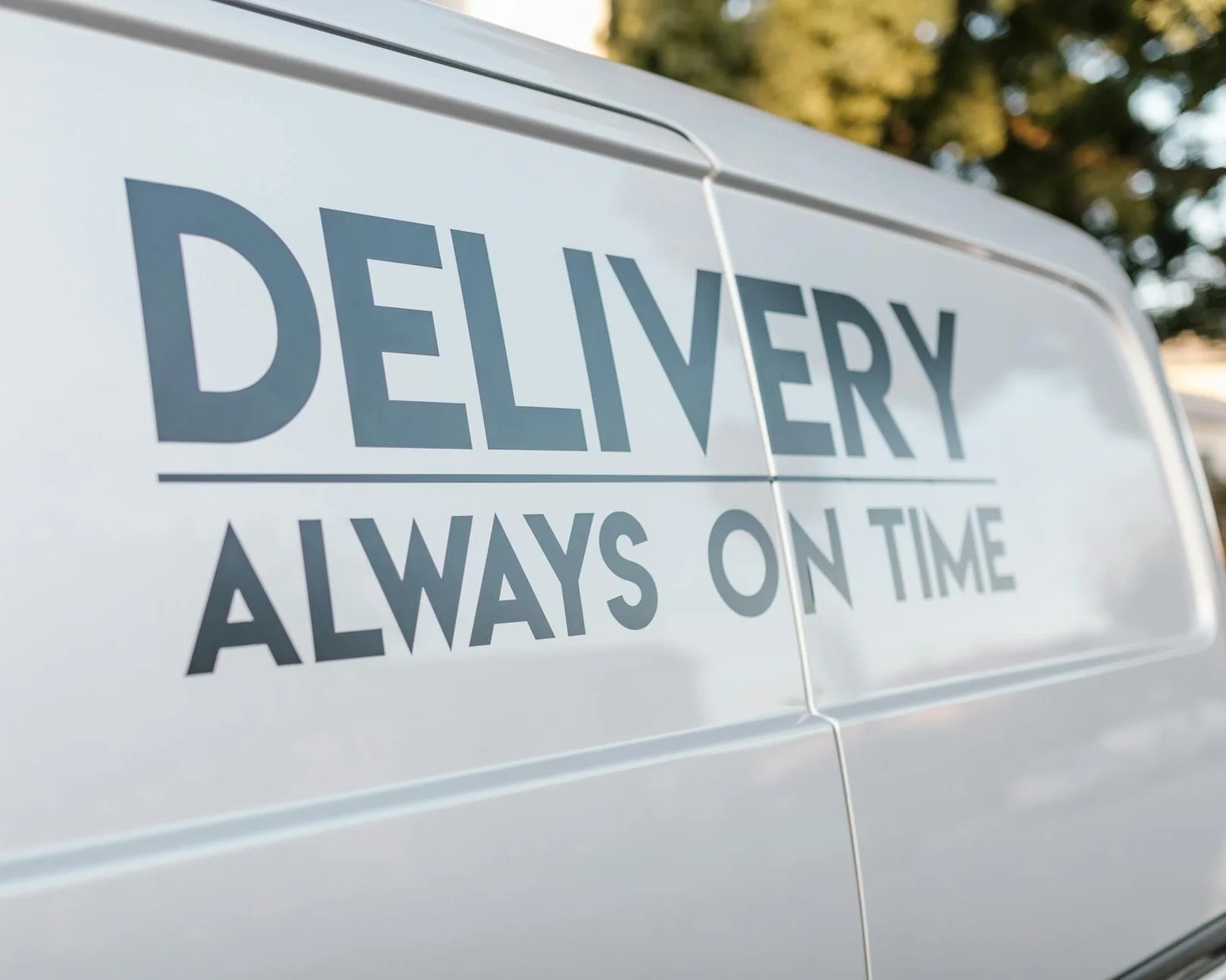 Delivery van featuring the phrase Delivery Always On Time
